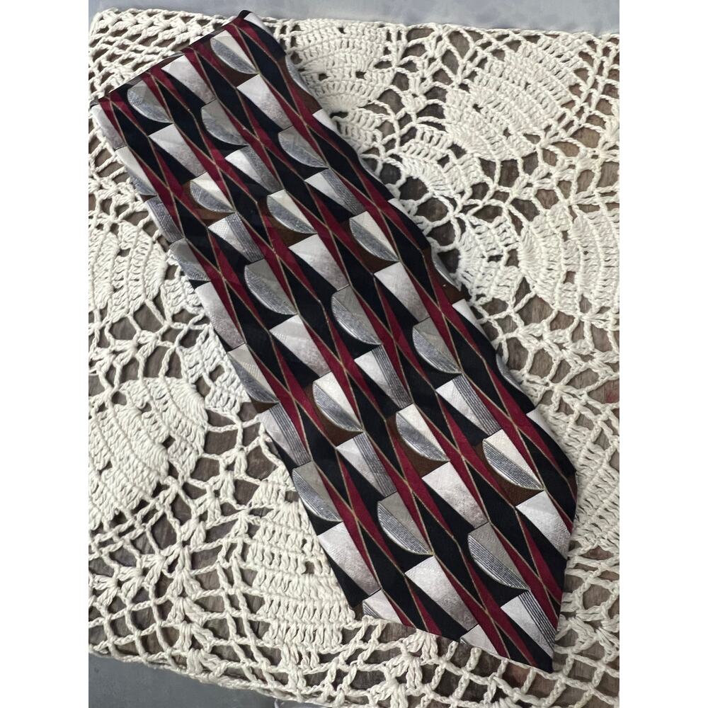Vintage Pierre Balmain Couture‎ black white red grey tie silk